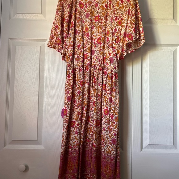 Womens Maternity V Neck Floral Mini Dress Short Sleeve Boh - Picture 6 of 7